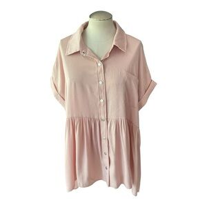 Pink Button-Up Women's Tunic